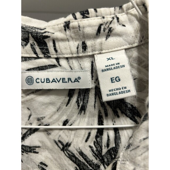 Cubavara Hawaiian Shirt Men XL Black White Tropical Modern Fit Classic Button-Up - Picture 2 of 6